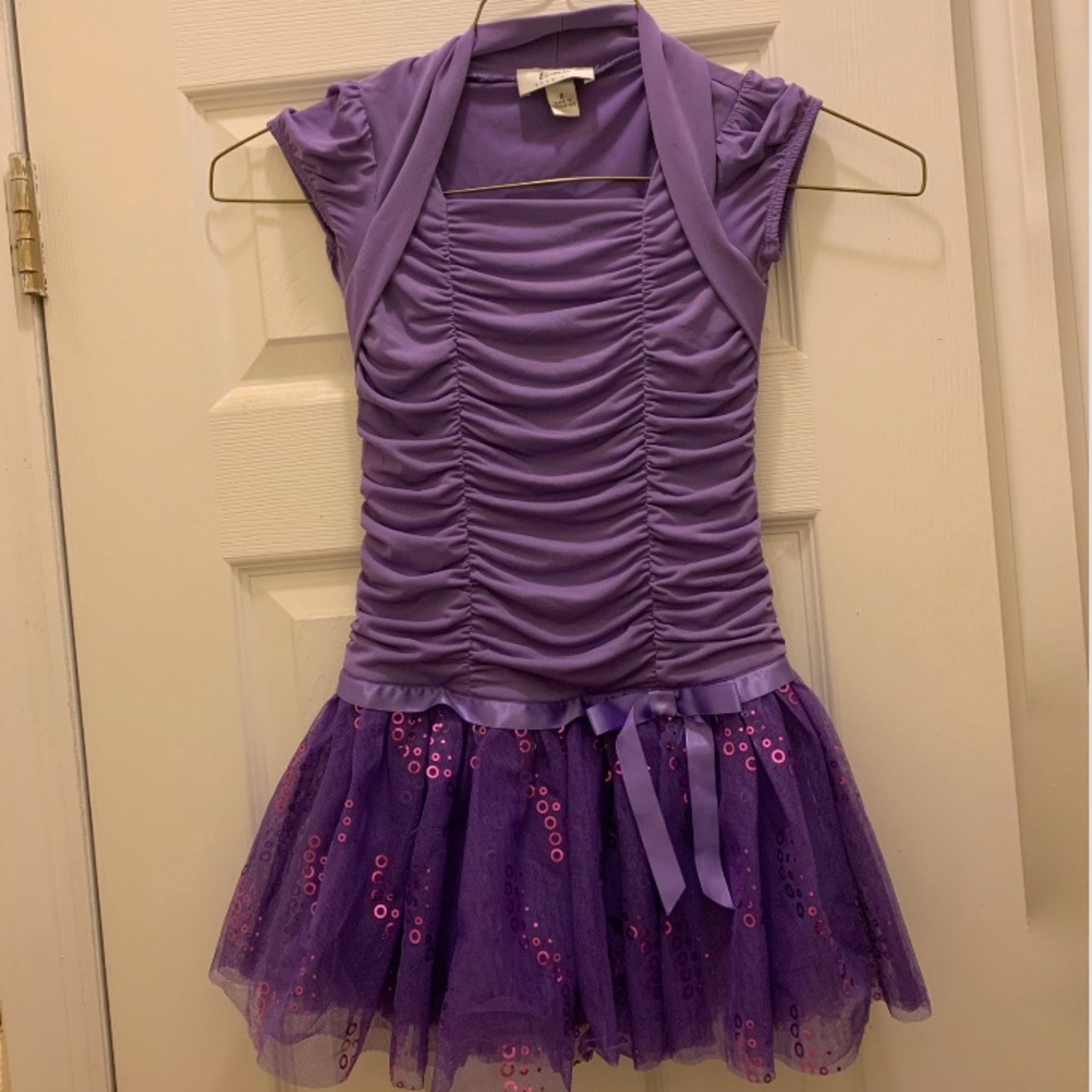 Little Girls Purple Ruched Dress